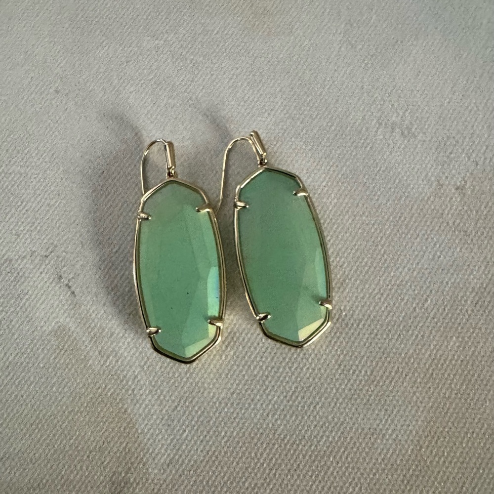 Kendra Scott Green Gold Drop Earrings